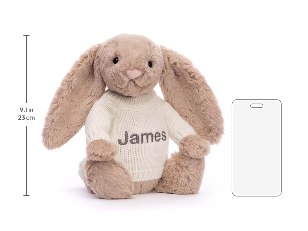 Bashful Beige Bunny with Personalized Cream Jumper - Image 5