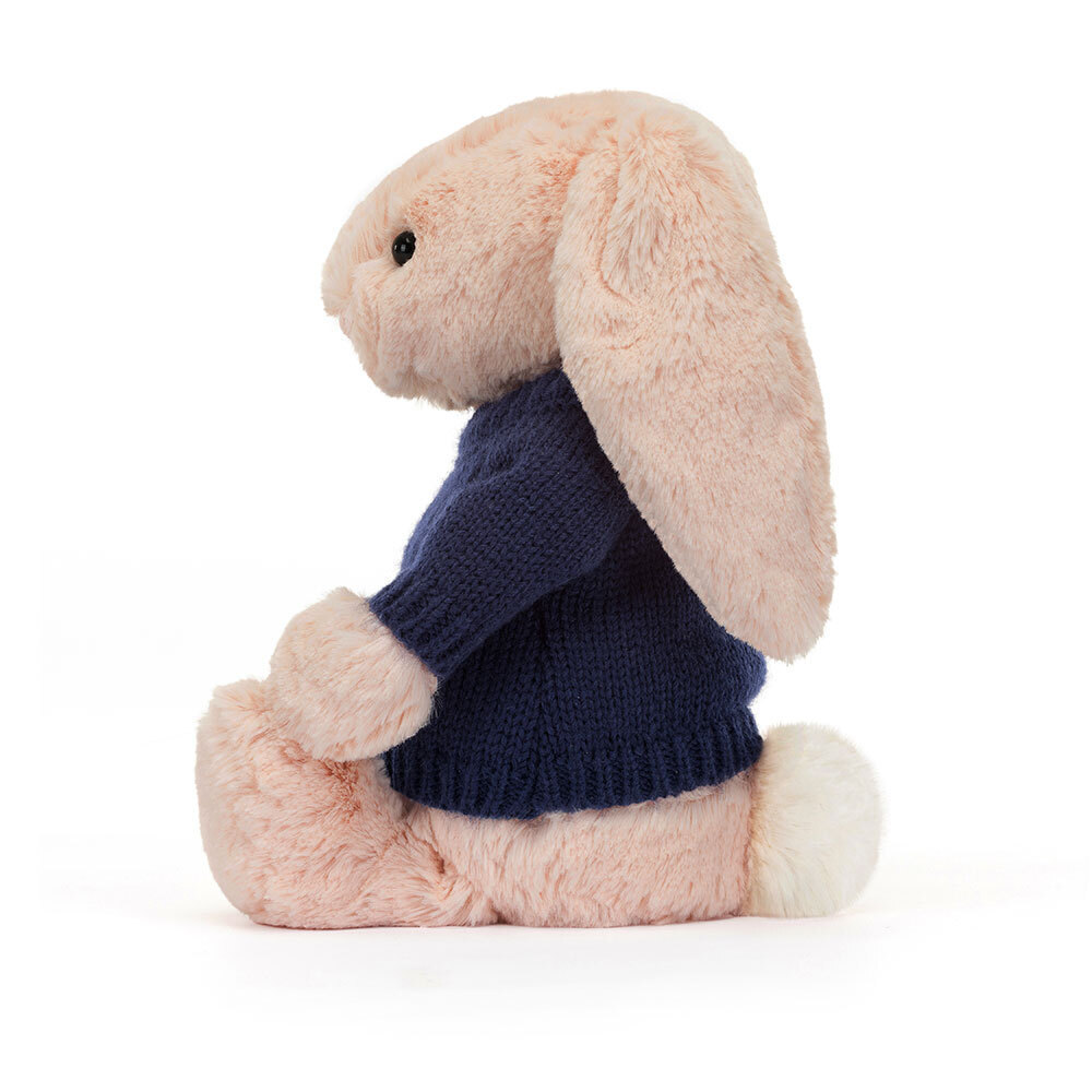 Bashful Blush Bunny with Personalized Navy Jumper - Image 4