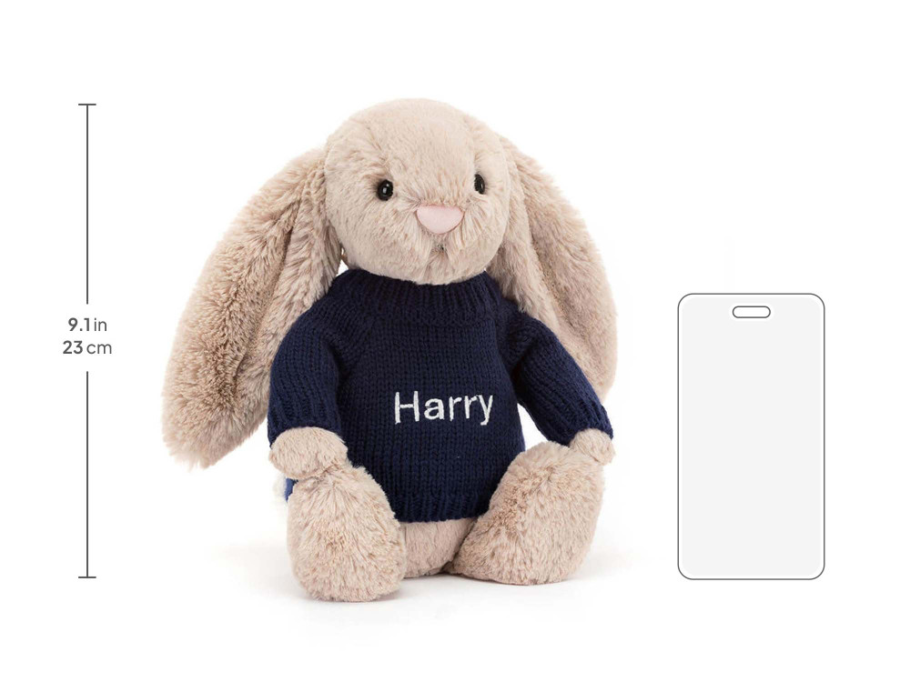 Bashful Beige Bunny with Personalized Navy Jumper - Image 5