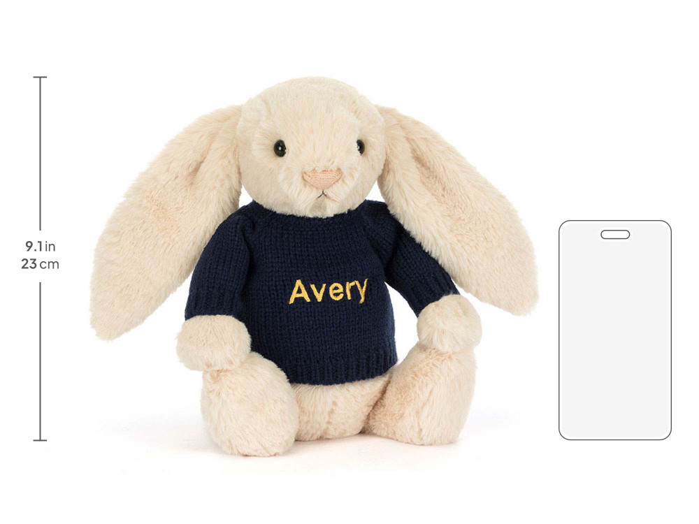 Bashful Luxe Bunny Willow with Personalized Navy Jumper - Image 5