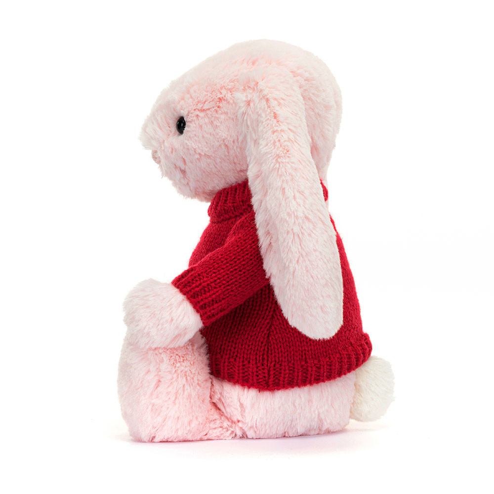 Bashful Pink Bunny with Personalized Red Jumper - Image 3