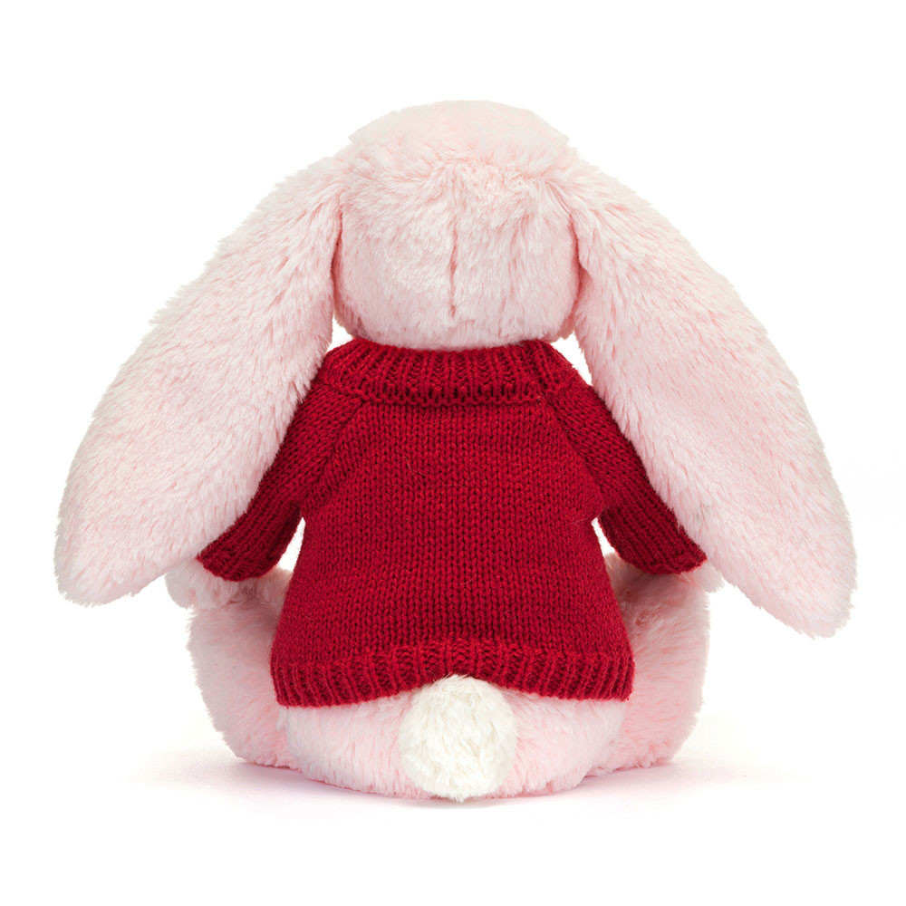 Bashful Pink Bunny with Personalized Red Jumper - Image 4